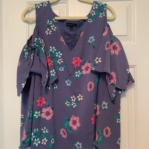 Floral cold-shoulder blouse